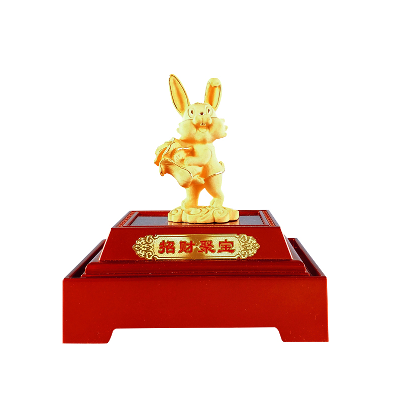 Китайский талисман на новый год 2023 на заказ, статуя животного из чистого золота 24 карата, Металлическая статуэтка кролика, домашний декор, кролик из двенадцати знаков зодиака