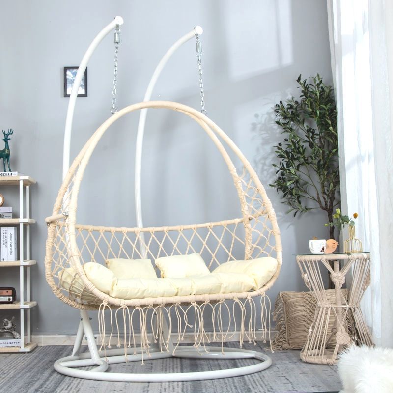 Table basse renforcée à double barre Style B [Blanc cassé]