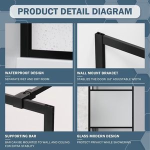 Paroi de douche en verre sans cadre Twowinco, fabricant Twowinco, pour projets commerciaux, <span class=keywords><strong>anti</strong></span>-<span class=keywords><strong>calcaire</strong></span>, cabine de douche walk-in - Product Image 5