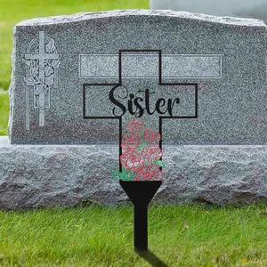 Decorazione con croce di rosa con Logo commemorativa del cimitero della ragazza con decorazioni in metallo