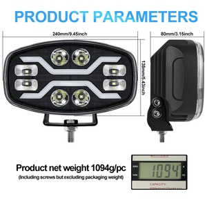 Projecteur automobile ovale haute puissance 9 pouces, faisceau combiné, 4x4, tout-terrain, camion, lampe de position blanche ambre, lampe de travail LED, phare LED, 80W - Product Image 5