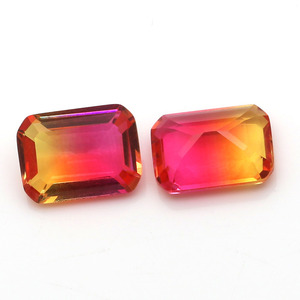 Verre synthétique de couleur dégradée en forme d'octogone, imitant la tourmaline, pour la fabrication de bijoux - Product Image 6