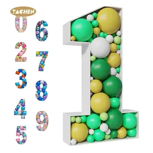 Yachen 2024 gran oferta marco de soporte de globo de mosaico rellenable grande 0-9 caja de relleno de globos numéricos para decoración de fiesta de cumpleaños