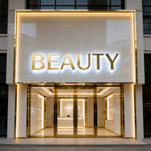 Lettres en relief personnalisées BOYANG en or poli 3D avec rétroéclairage, enseigne BEAUTY |   Halo LED 6000K |   Beauté extérieure de luxe haut de gamme - Product Image 1