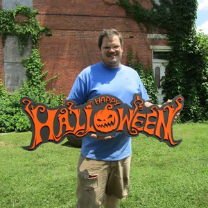 202509 Halloween Jack O Lantern Spooky Forest Black Cat Prop Madera Otoño Decoración Signo Haunted Grave Yard Theme - Product Image 1