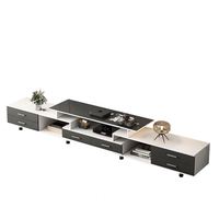 Hitam dan emas Tv kayu berdiri ruang tamu furnitur Modern mewah desain baru kayu Tv berdiri gambar