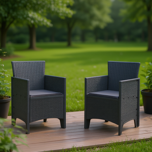 Set di Sedie da Giardino Antracite 20,87 X 19,29 X 33,46 Pollici, Mobili da Esterno in Resina, Eleganti e Durevoli per Uso in Giardino - Product Image 2