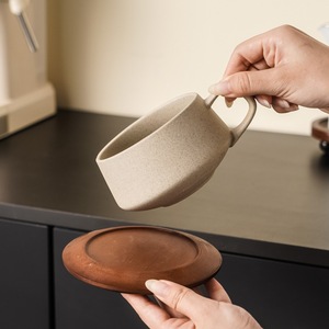 240ml Vintage Ceramic <b>Coffee</b> and Tea Cup <b>Set</b> Stoneware Latte <b>Mugs</b> with Saucer - Product Image 2