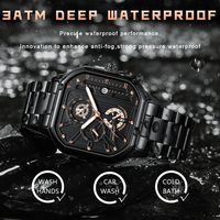 POEDAGAR 628 Montre Homme de Luxe à 3 Aiguilles, Tendance Affaires, Acier Inoxydable, Cuir, Étanche, Lumineuse, Date, Montre-Bracelet pour Hommes