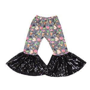 Boutique Baby Girls Bell Bottoms <b>Sequins</b> Ruffles Children <b>Flare</b> Pants - Product Image 1
