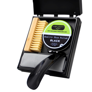 Kit de cirage pour chaussures noir 50 ml avec brosse et éponge pour l'entretien des chaussures en cuir - Product Image 3