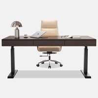 Bureau de bureau moderne relevable à hauteur réglable avec prises et tiroirs de rangement pour chambre ou bureau
