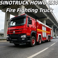 Camion de Secours et de Lutte Contre l'Incendie HOWO 8X4 12 Roues, Vente Directe Usine, pour Aéroports en Afrique, Double Cabine, Grand Coffre de Rangement d'Outils