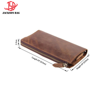 Dompet Kulit Pria Jiesheng Multi-Kartu Berkualitas Tinggi, Tas Kulit Asli Crazy Horse dengan Tempat Kartu Kredit