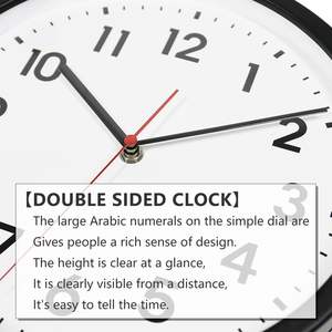 両面アルミニウム壁掛け時計 静かなクォーツムーブメント針表示 ブラックフレーム 防水 屋内および屋外家庭用 - Product Image 4