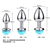Plug anal S M L Flash en acier inoxydable avec bijou, jouet sexuel dilatateur multi-tailles, plug anal télécommandé