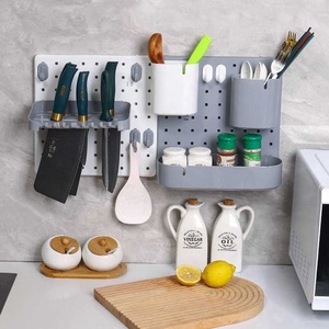 Estante de almacenamiento de tablero de clavijas montado en la pared Instalación sin taladro para el hogar Cocina Baño Dormitorio Estante con ganchos - Product Image 5