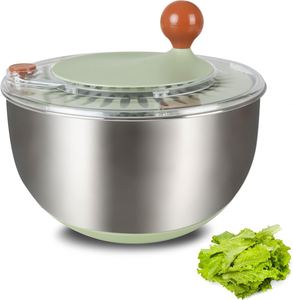 Kitchen Multifunction Manual Control Stainless Steel Salad Spinner Colander <b>Vegetable</b> Mixer Dryer Fruit <b>Chopper</b> Dishwasher Safe - Product Image 1