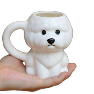 Nouvelle tasse en céramique créative et mignonne en forme de chiot Bichon, résistante au lave-vaisselle et au micro-ondes, tasse à eau pratique pour la maison, cadeaux pour filles - Product Image 1