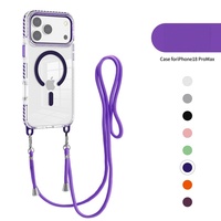 Étui de protection magnétique transparent anti-chute avec cordon pour iPhone 18 Pro Max, compatible avec iPhone 17, 16, 15, 14, 13