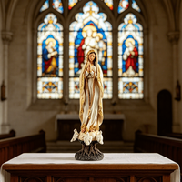 Figurine religieuse en résine Vierge Marie avec colombes blanches et base en racine d'arbre pour décoration de bureau et table