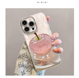 Sang Trọng Pha Lê mô hình táo với chuỗi ngọc trai phù hợp ống kính TPU kim cương nạm điện thoại trường hợp đối với <span class=keywords><strong>iPhone</strong></span> 16 15 14 13 12 Pro Max - Product Image 2