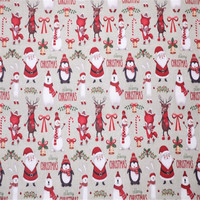 Tissu en coton imprimé motif Noël, motif dessin animé joyeux, 100 % coton pour la décoration de la table et des canapés – Grande Vente
