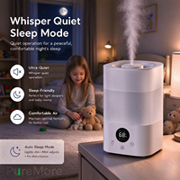 Humidificateur ultrasonique 3,2 L pour chambre à coucher, faible bruit 30 dB, facile à remplir et à nettoyer, lumière chaude colorée, humidificateur d'atomisation pour plantes domestiques
