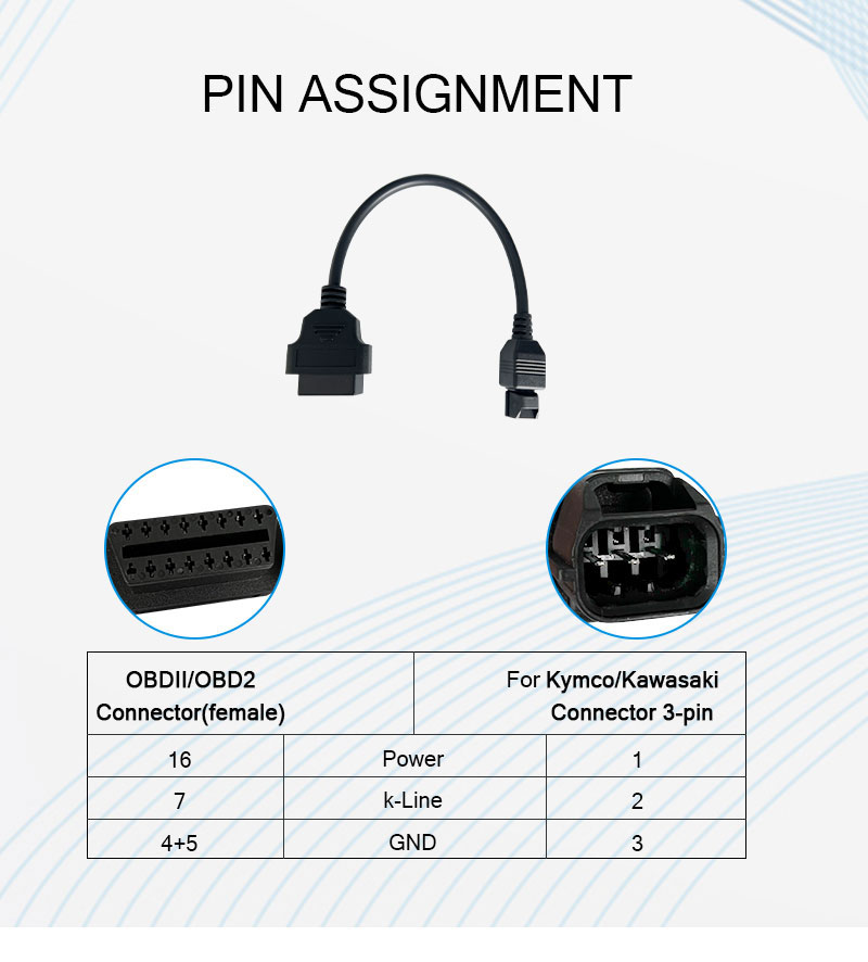 OBD Motorcycle Cable 3 Pin for KYMCO Diagnostic Adapter for KYMCO 3pin for motorcycle diagnostic scanners