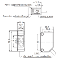 Sensor Óptico Normalmente Abierto PNP IP67 12-24V DC, Sensor Fotoeléctrico de Reflexión Difusa de 5-100mm con Certificación CE RoHS