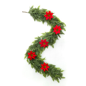 Guirnalda Navideña de Hadas Florales, Pino Artificial y Flor de Pascua, 260 cm, Decoración Festiva para Interiores y Exteriores - Product Image 4
