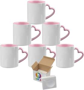 Nuevas tazas bonitas personalizadas, taza de café de cerámica Ins Pink <span class=keywords><strong>Love</strong></span>, taza de café para amantes de los gatos, sublimación, Interior de color de 11oz y mango - Product Image 5