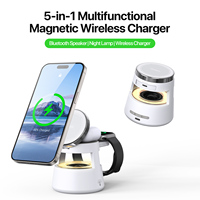 Station de charge sans fil pliable 5 en 1, haut-parleur Bluetooth, veilleuse, support de charge rapide portable pour la maison et le bureau