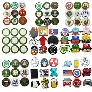 Fabrication de marqueurs de balle de golf personnalisés en métal émaillé doux, marqueur de balle magnétique en forme de pièce de monnaie, accessoires de golf, clip pour chapeau - Product Image 1