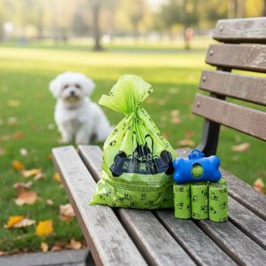 Sacs à déjections canines parfumés, compostables et écologiques, sacs à déjections pour chiens biodégradables sur mesure, extra épais et résistants, avec pochette - Product Image 2