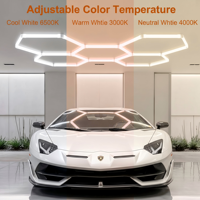 Plafonnier de garage hexagonal LED nid d'abeille 3CCT commutable 6500K 5000K 3500K, design modulaire DIY pour atelier de detailing automobile