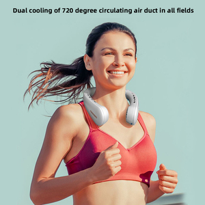 Ventilador de cuello eléctrico USB recargable compacto, <span class=keywords><strong>aire</strong></span> de refrigeración con logotipo personalizado para deportes al <span class=keywords><strong>aire</strong></span> libre y uso de coche/RV, instalación de caja portátil - Product Image 2