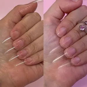 Pontas de unhas stiletto acrílica, pontas curtas de unha stiletto extra longas com pontas curvas em c para unhas stiletto 3xl