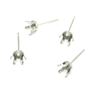 Anno Jewelry Clous d'oreilles en acier inoxydable avec zircon rond, composants et fournitures pour bijoux DIY - Product Image 4