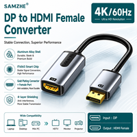 SAMZHE Convertidor DP a HDMI 4K/60Hz, Expansión de Pantalla Dual, Adaptador de Video DisplayPort 2K/144Hz HD para Computadora de Escritorio, Laptop, TV, Monitor