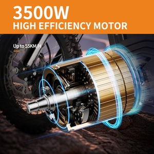 Moto tout-terrain longue portée 80 km 60 V 3500 W avec pneus larges de 14 pouces, moto de motocross sur route, lithium, pour adolescents - Product Image 4