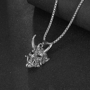 สร้อยคอหน้ากากฮันย่าญี่ปุ่น จี้สแตนเลส ของขวัญเครื่องประดับรูปหัวกะโหลกสำหรับผู้ชาย - Product Image 2