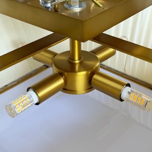 Copper fabric Modern Surface Mounted Indoor <b>square</b> Chandelier <b>Ceiling</b> <b>LED</b> Lamps Plafond for Home Decoration - Product Image 5