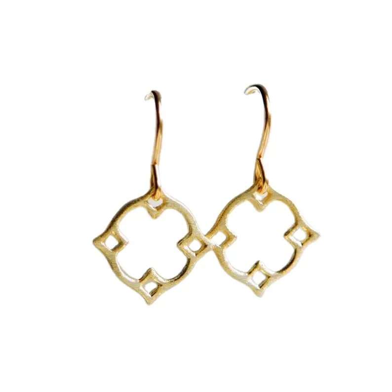 स्टेनलेस स्टील कस्टम Cutout गहने छोटे नाजुक ड्रॉप कान की बाली सोना मोरक्को लटकना कान की बाली