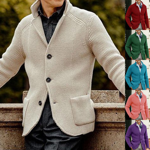 <b>Men's</b> Slim Fit Stand Collar Knit <b>Cardigan</b> Autumn Winter Coat Plus Size Fashion Outerwear - Product Image 1