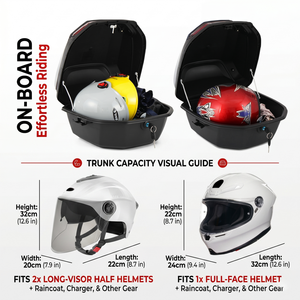 Boîte de <span class=keywords><strong>moto</strong></span> 35L, capacité pour casque, coffre arrière universel en ABS PP, vert, étanche avec double joint d'étanchéité - Product Image 4