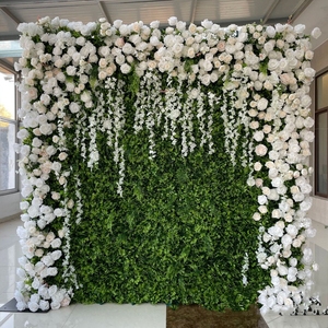 Pared de flores <span class=keywords><strong>artificiales</strong></span> de tela base enrollable para decoración de fondo de boda - Product Image 1