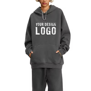 Sudaderas Casuales de Otoño Invierno para Mujer, con Hombros Caídos, Holgadas, con Logotipo Personalizado, Color Sólido, Lavadas, con Forro Polar - Product Image 4