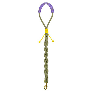 Laisse pour chien tressée jaune néon et grise, laisse pour animal de compagnie en forme de Y avec poignée en boucle et mousqueton en métal doré - Product Image 4