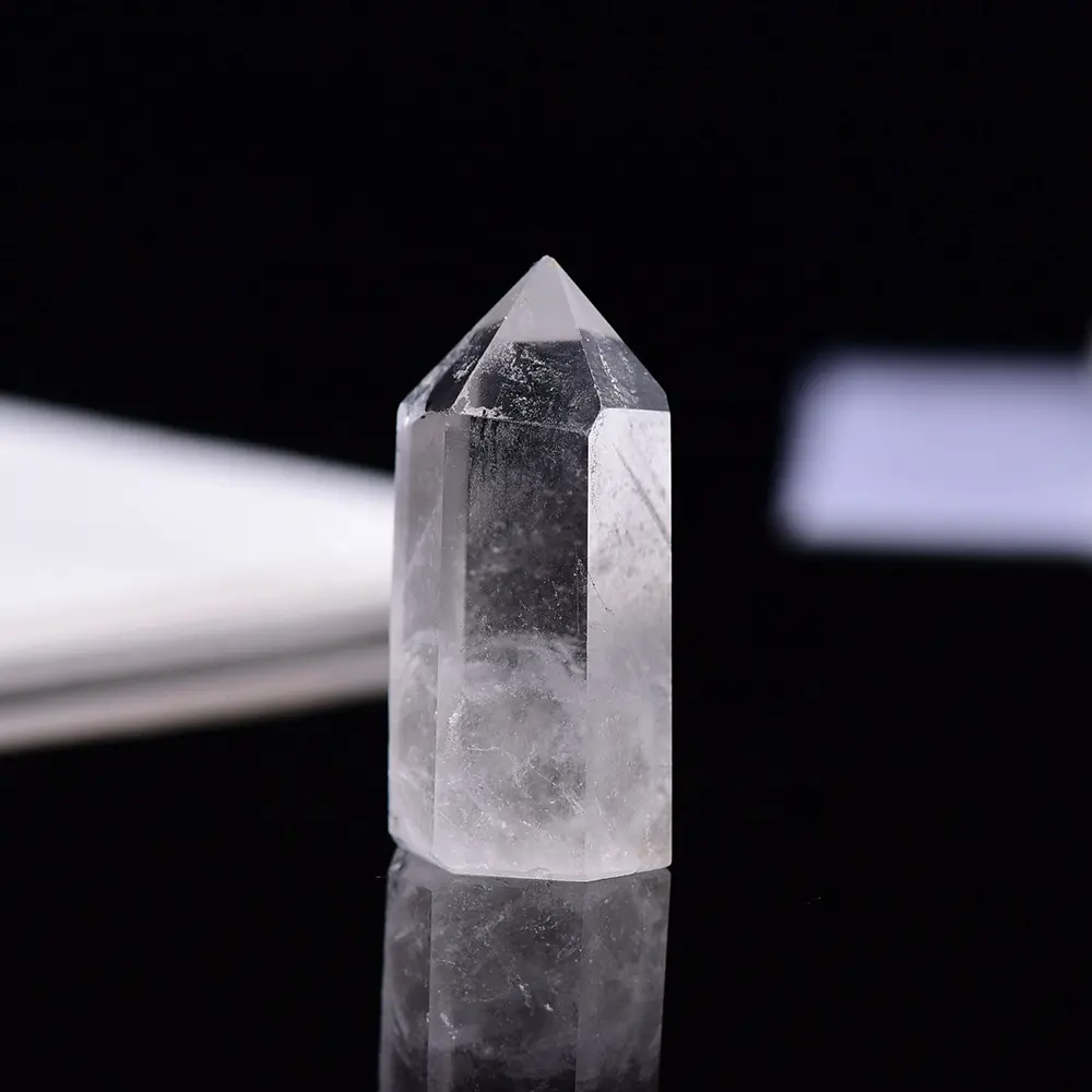 Натуральный прозрачный кварцевый кристалл, шестигранные лечебные точки